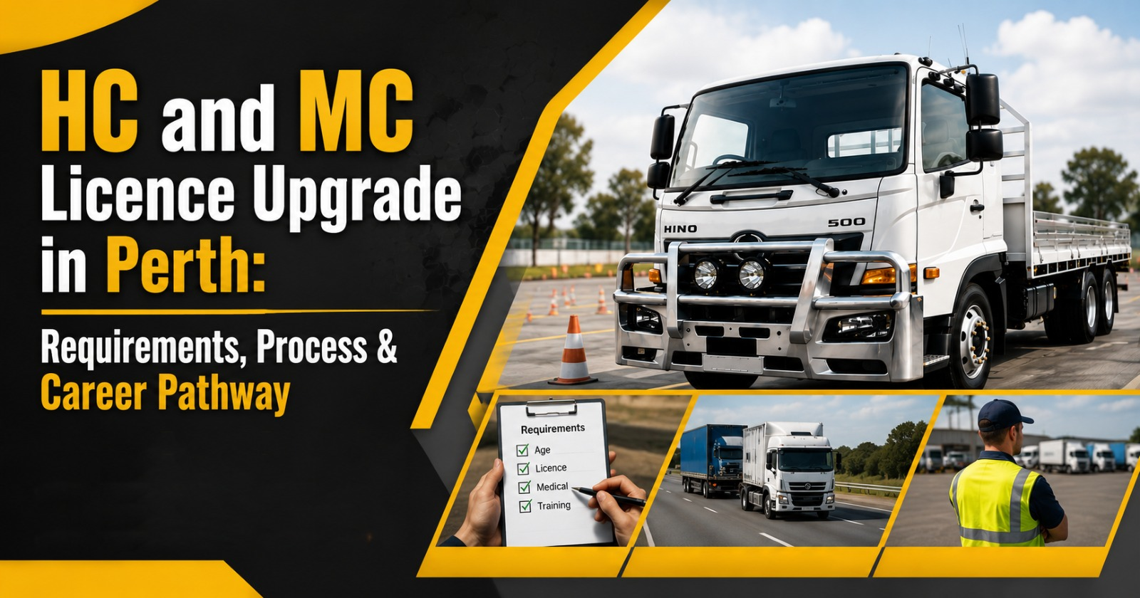 Heavy combination and multi combination trucks used for HC and MC licence upgrade training in Perth WA