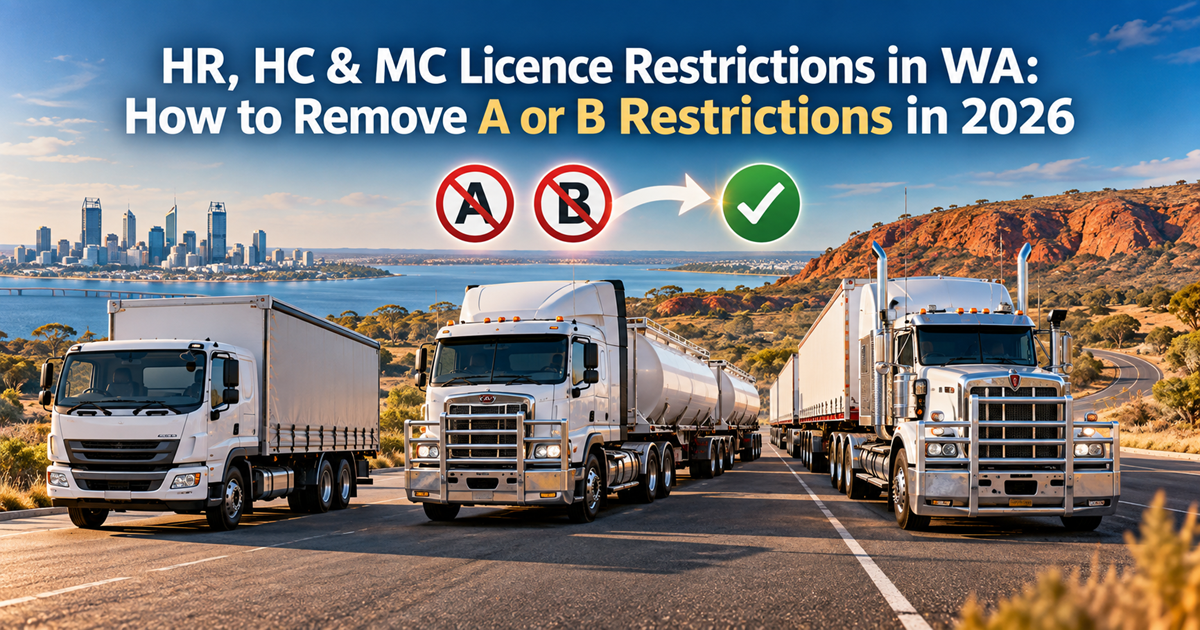 HR HC and MC truck licence restrictions in WA with automatic synchromesh and Road Ranger training in Pert
